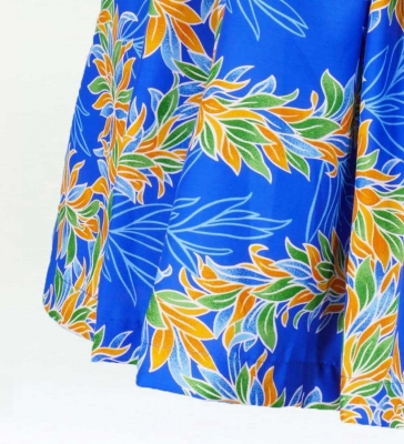 3-PIECE SET / Hula Pa'u Skirt with Maile Print / Blue /J2144-3
