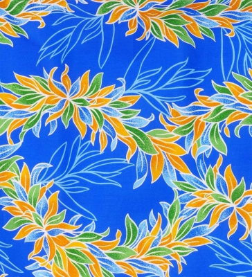 3-PIECE SET / Hula Pa'u Skirt with Maile Print / Blue /J2144-3