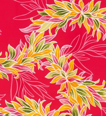 Hula Pa'u Skirt with Maile Print / Red /J2148