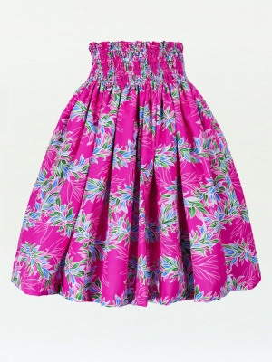 Hula Pa'u Skirt with Maile Print / Pink /J2150