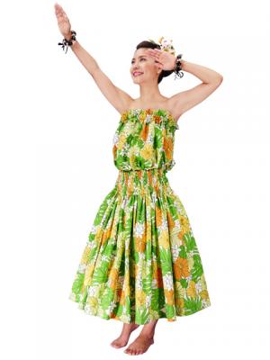 Hula Tube Top & Pa'u Set-Up / Hibiscus / Green / G2189g