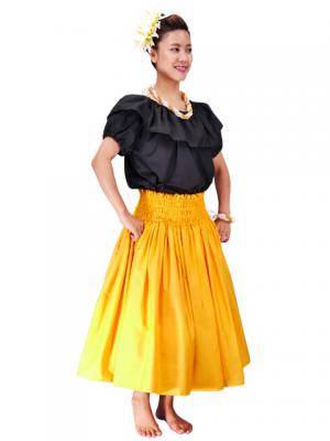 Hula Double & Reversible Pau Skirt with Hibiscus  Print / Yellow / G2192