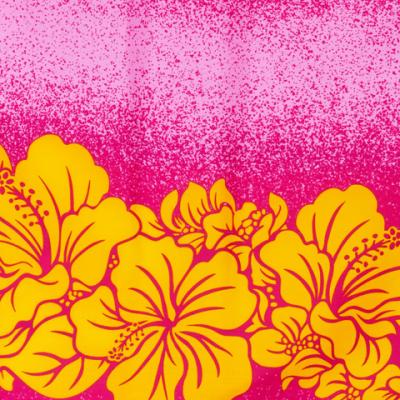 Hula Double & Reversible Pau Skirt with Hibiscus  Print / Yellow / G2192
