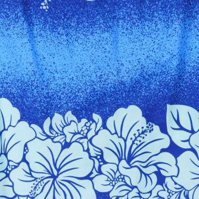 Hula Double & Reversible Pau Skirt with Hibiscus  Print / Blue / G2193