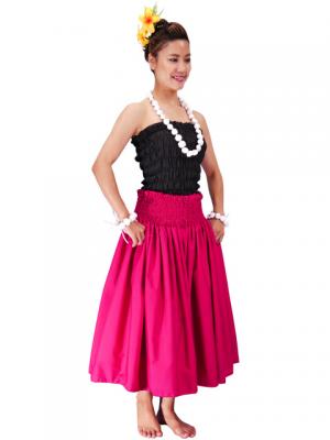 Hula Double & Reversible Pau Skirt with Hibiscus  Print / Deep Rose / G2195