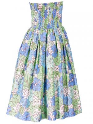 Hula Strapless Dress with Hibiscus / Blue  / J2196bl