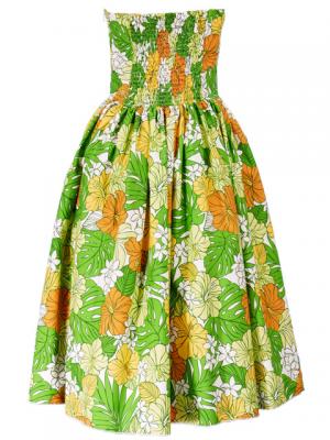 Hula Strapless Dress with Hibiscus / Green  / G2196g