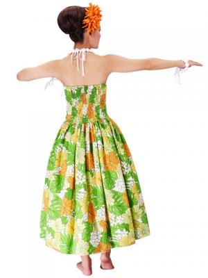 Hula Strapless Dress with Hibiscus / Green  / G2196g