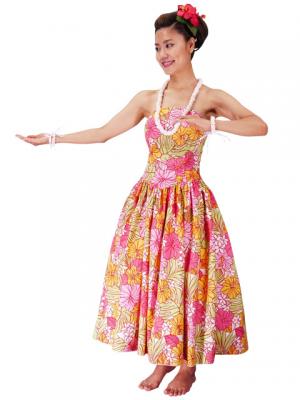 Hula Strapless Dress with Hibiscus / Pink  / G2196pi