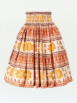 Hula Pa'u Skirt with Kahiko Print / Brown /G2203