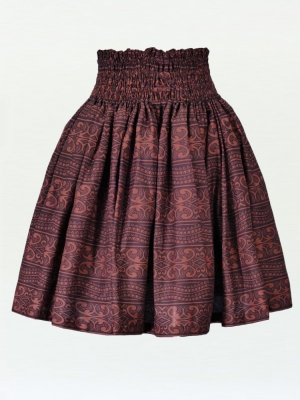 Hula Pa'u Skirt with Kahiko Print / Brown /J2207