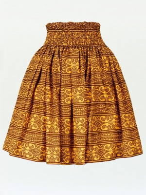 Hula Pa'u Skirt with Kahiko Print / Yellow /G2209