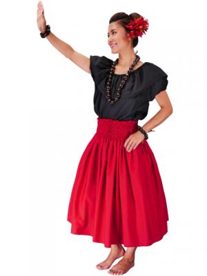 Hula Double & Reversible Pau Skirt with Kahiko  Print / Red / G2215