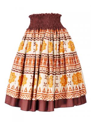 Hula Double & Reversible Pau Skirt with Kahiko  Print / Brown / G2216