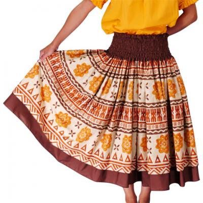 Hula Double & Reversible Pau Skirt with Kahiko  Print / Brown / G2216