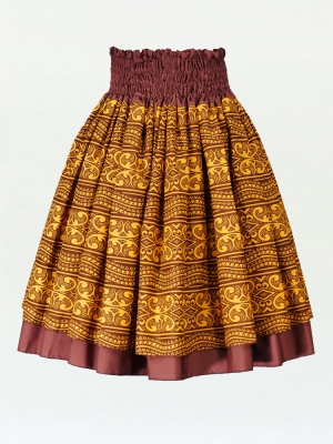 Hula Double & Reversible Pau Skirt with Kahiko  Print / Brown / G2220