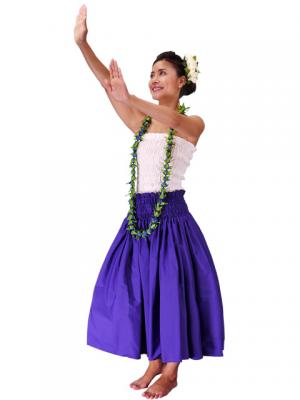 Hula Double & Reversible Pau Skirt with Hibiscus  Print / Egg Plant / G2224