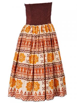 Hula Strapless Dress with Kahiko Print  / Brown  / G2260br