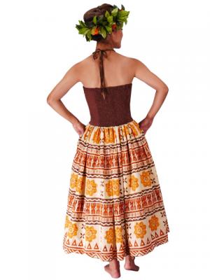 Hula Strapless Dress with Kahiko Print  / Brown  / G2260br