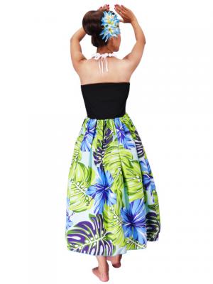 Hula Tube Top Dress with Hibiscus print / Blue  / G2261bl