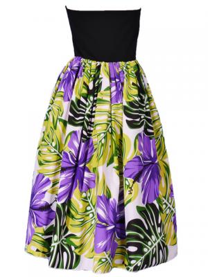 Hula Tube Top Dress with Hibiscus print / Purple  / G2261p