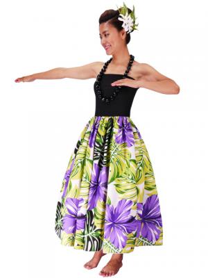 Hula Tube Top Dress with Hibiscus print / Purple  / G2261p