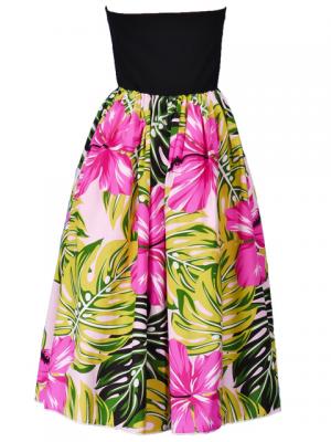 Hula Tube Top Dress with Hibiscus print / Pink  / G2261pi