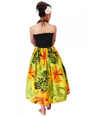Hula Tube Top Dress with Hibiscus print / Yellow  / G2261y