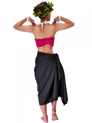 Hula Pareo with attached Sash / Black / G2263b