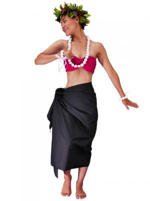 Hula Pareo with attached Sash / Black / G2263b