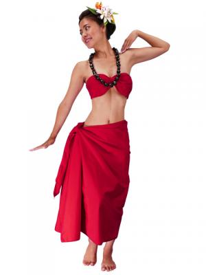 Hula Pareo with attached Sash / Red / G2263r