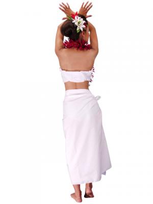 Hula Pareo with attached Sash / White / G2263w
