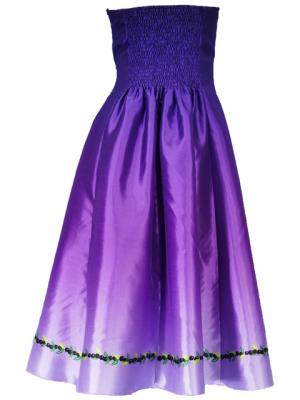 Hula Strapless Shantung Dress with Hibiscus / Luxury Collection / Purple  / J2269p