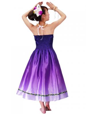 Hula Strapless Shantung Dress with Hibiscus / Luxury Collection / Purple  / J2269p
