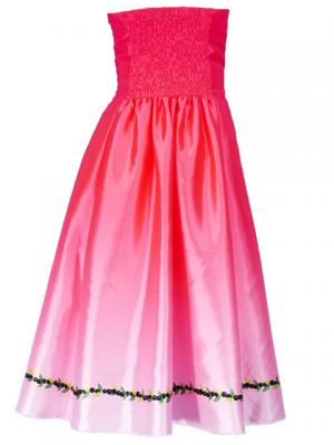 Hula Strapless Shantung Dress with Hibiscus / Luxury Collection / Pink  / J2269pi