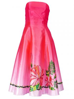 Hula Strapless Shantung Dress with Hibiscus / Luxury Collection / Pink  / J2269pi