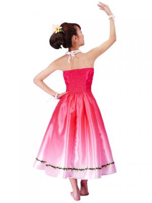 Hula Strapless Shantung Dress with Hibiscus / Luxury Collection / Pink  / J2269pi