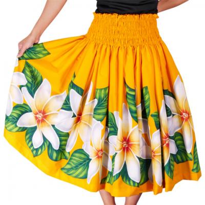 Hula Pa'u Skirt with Tiare Print / Yellow /J2270