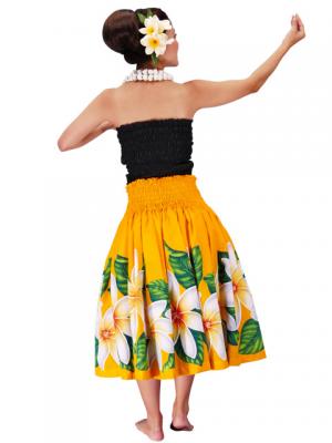 Hula Pa'u Skirt with Tiare Print / Yellow /J2270