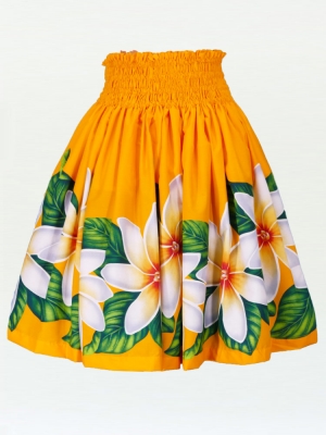 Hula Pa'u Skirt with Tiare Print / Yellow /J2270
