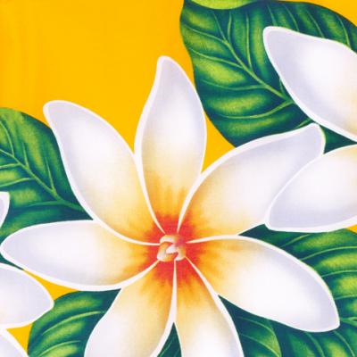 Hula Pa'u Skirt with Tiare Print / Yellow /J2270