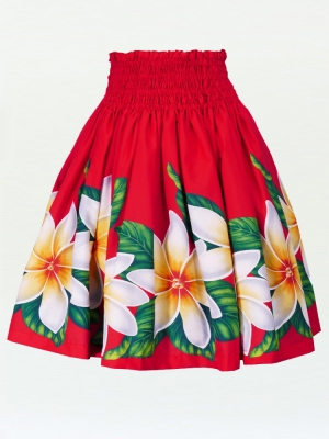 Hula Pa'u Skirt with Tiare Print / Red /G2272
