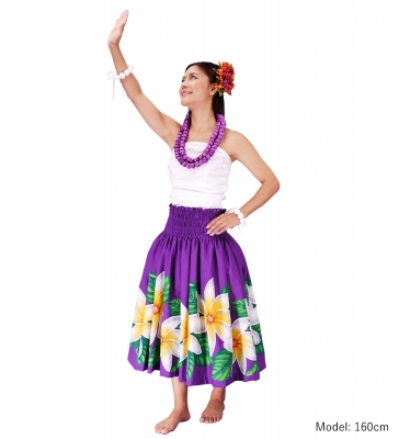 Hula Pa'u Skirt with Plumeria Print / Purple /J2282