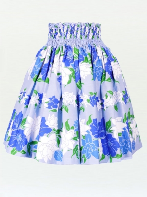 Hula Pa'u Skirt with Flower Print / Blue / J2303