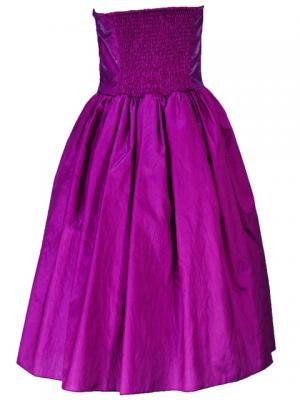 Hula Strapless Shantung Dress with Lehua Embroidery / Purple  / G2308p