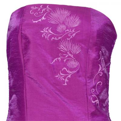 Hula Strapless Shantung Dress with Lehua Embroidery / Purple  / G2308p