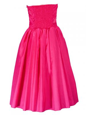 Hula Strapless Shantung Dress with Lehua Embroidery / Pink  / G2308pi