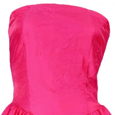Hula Strapless Shantung Dress with Lehua Embroidery / Pink  / G2308pi