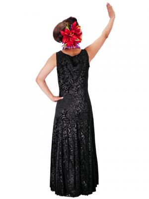 Hula Embossed Velvet Dress with Lokelani  / Black / G2309ba