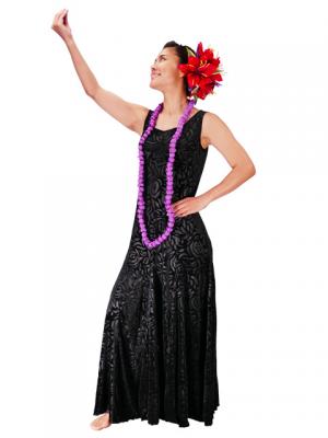 Hula Embossed Velvet Dress with Lokelani  / Black / G2309ba
